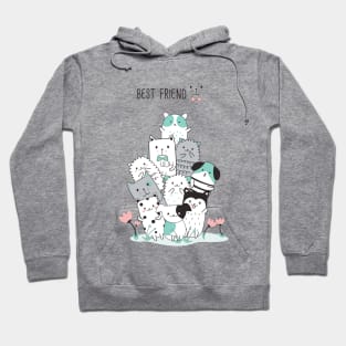 cute animal cartoon sketch Hoodie